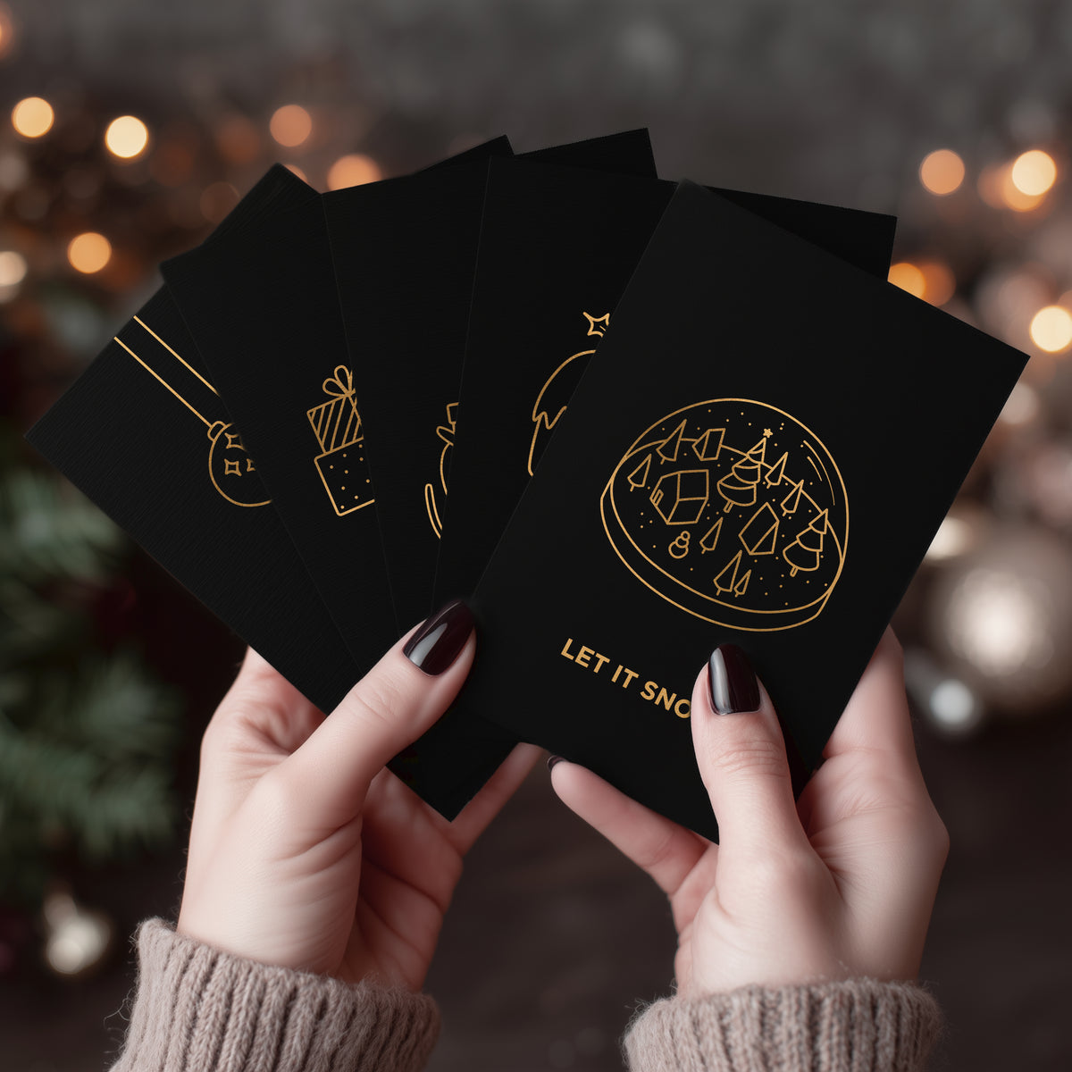 Minimalist Gold Christmas Pudding Card – Handmade Screen Printed Holiday Card