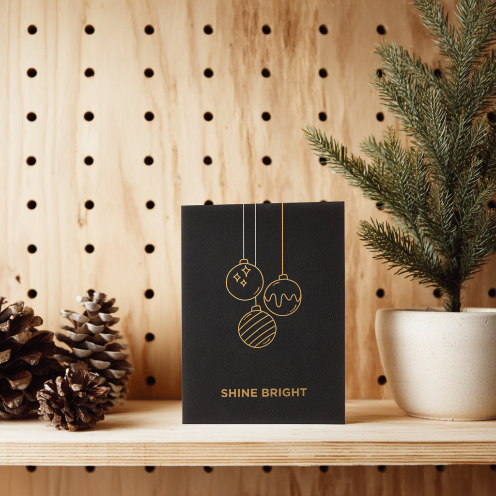 Mixed Minimalist Gold Christmas Card 5-Pack – Handmade Screen Printed Holiday Cards