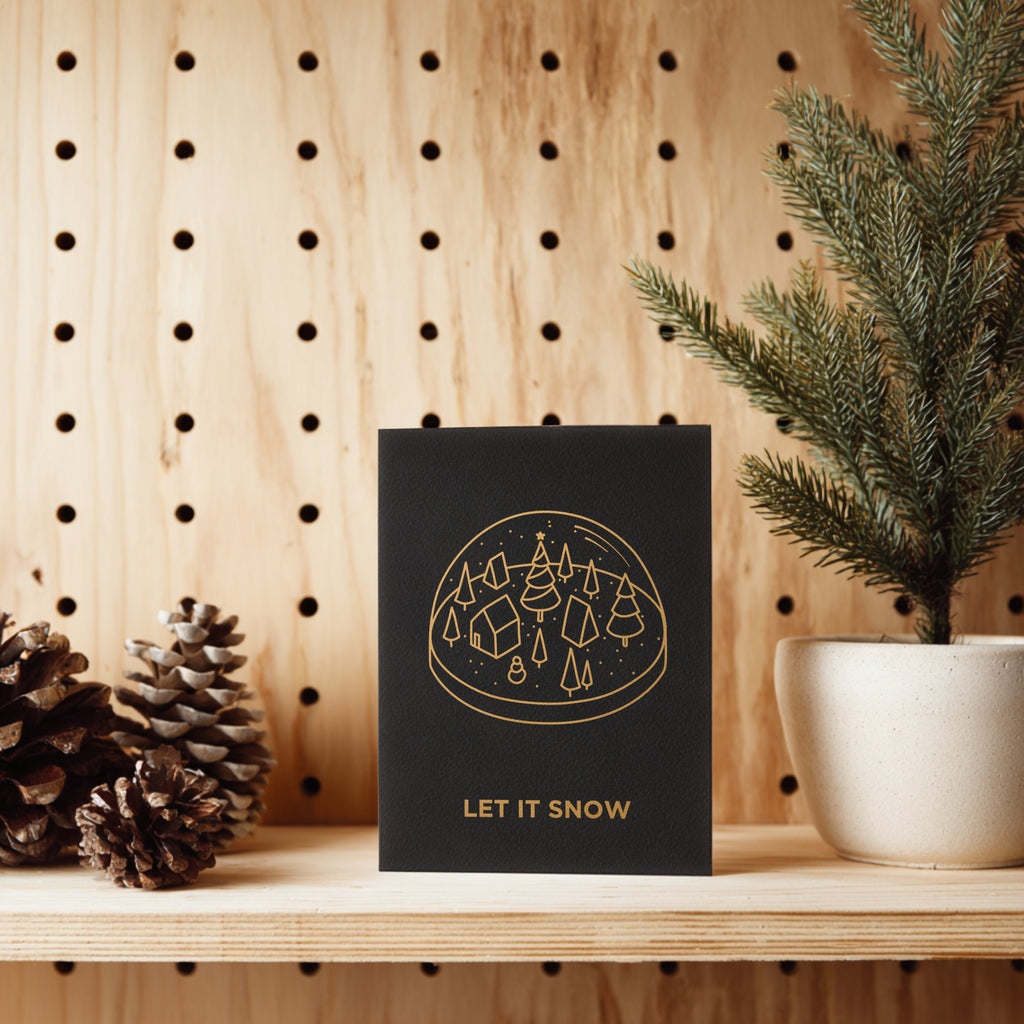 Mixed Minimalist Gold Christmas Card 5-Pack – Handmade Screen Printed Holiday Cards