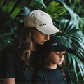 Matching black and white minimalist family caps for mums and kids by SML Batch