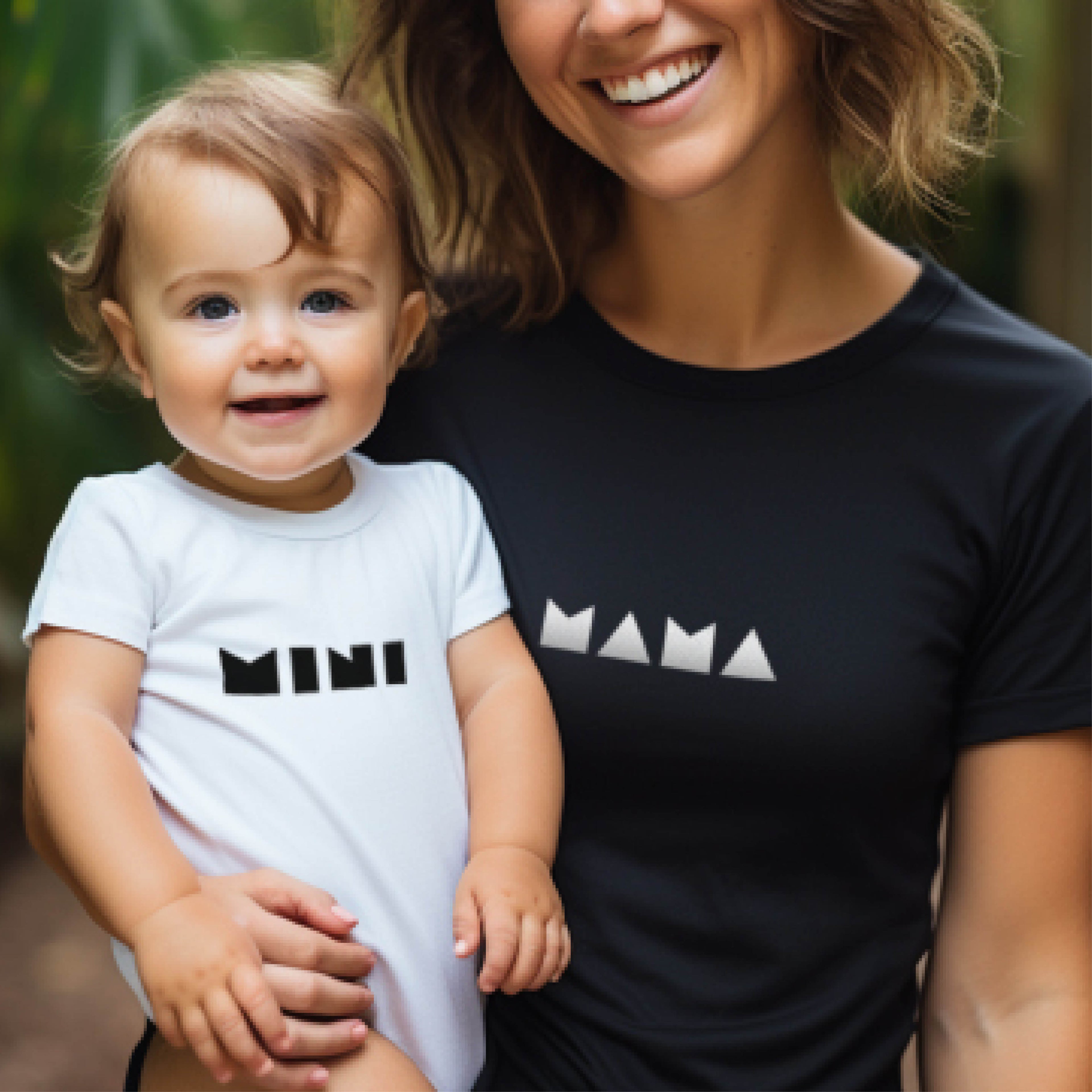 Matching black and white minimalist family t-shirts for mums and kids by SML Batch