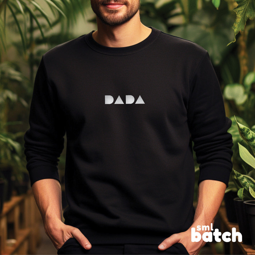 Black minimalist DADA sweater for dads by SML Batch