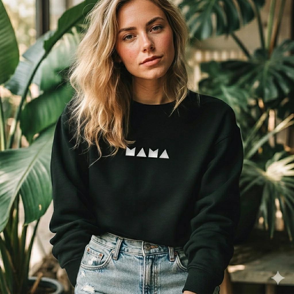 Black minimalist MAMA sweater for mums by SML Batch
