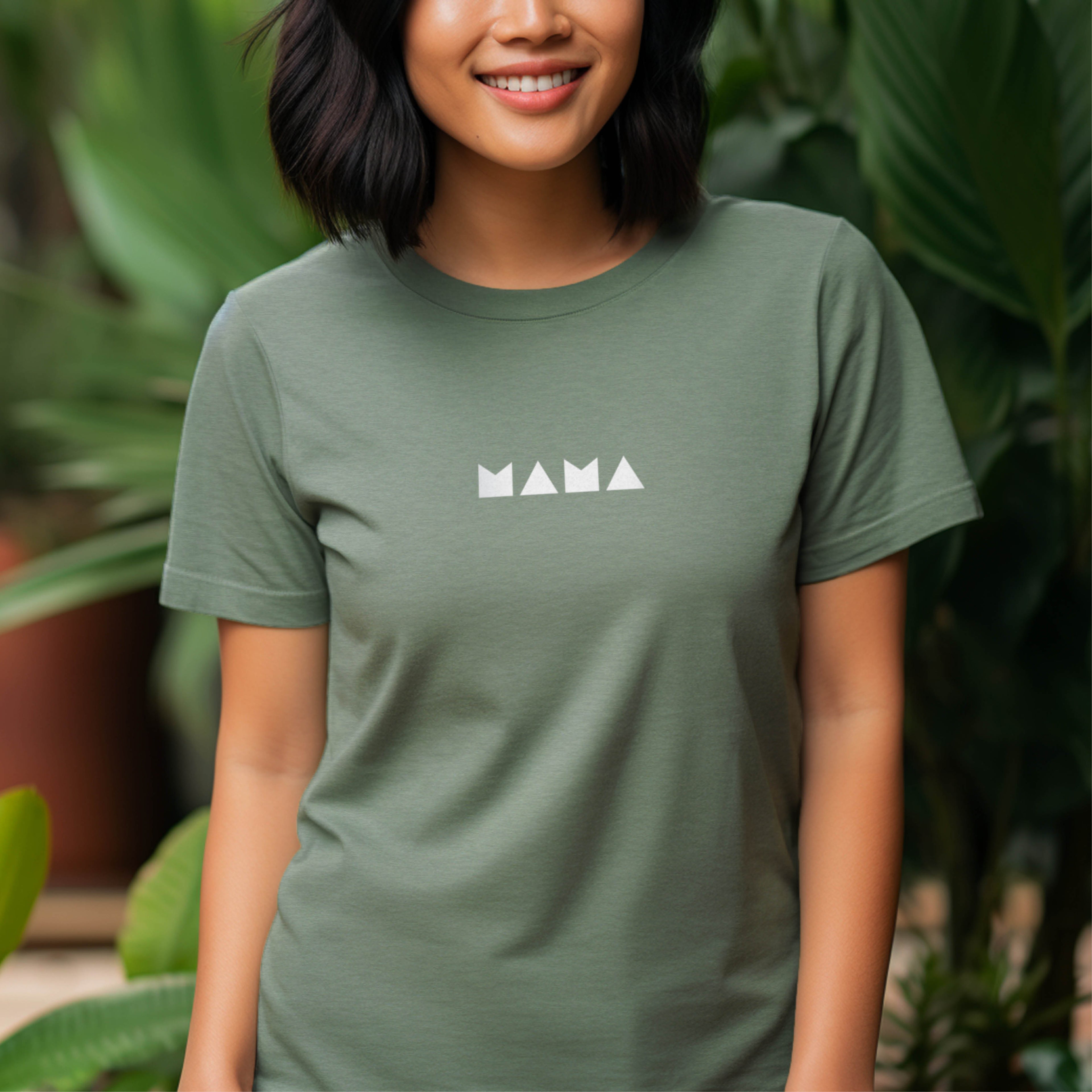 Sage green minimalist MAMA t-shirt for mums by SML Batch