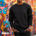 Black minimalist RAD DAD sweater with tonal black-on-black text for dads by SML Batch